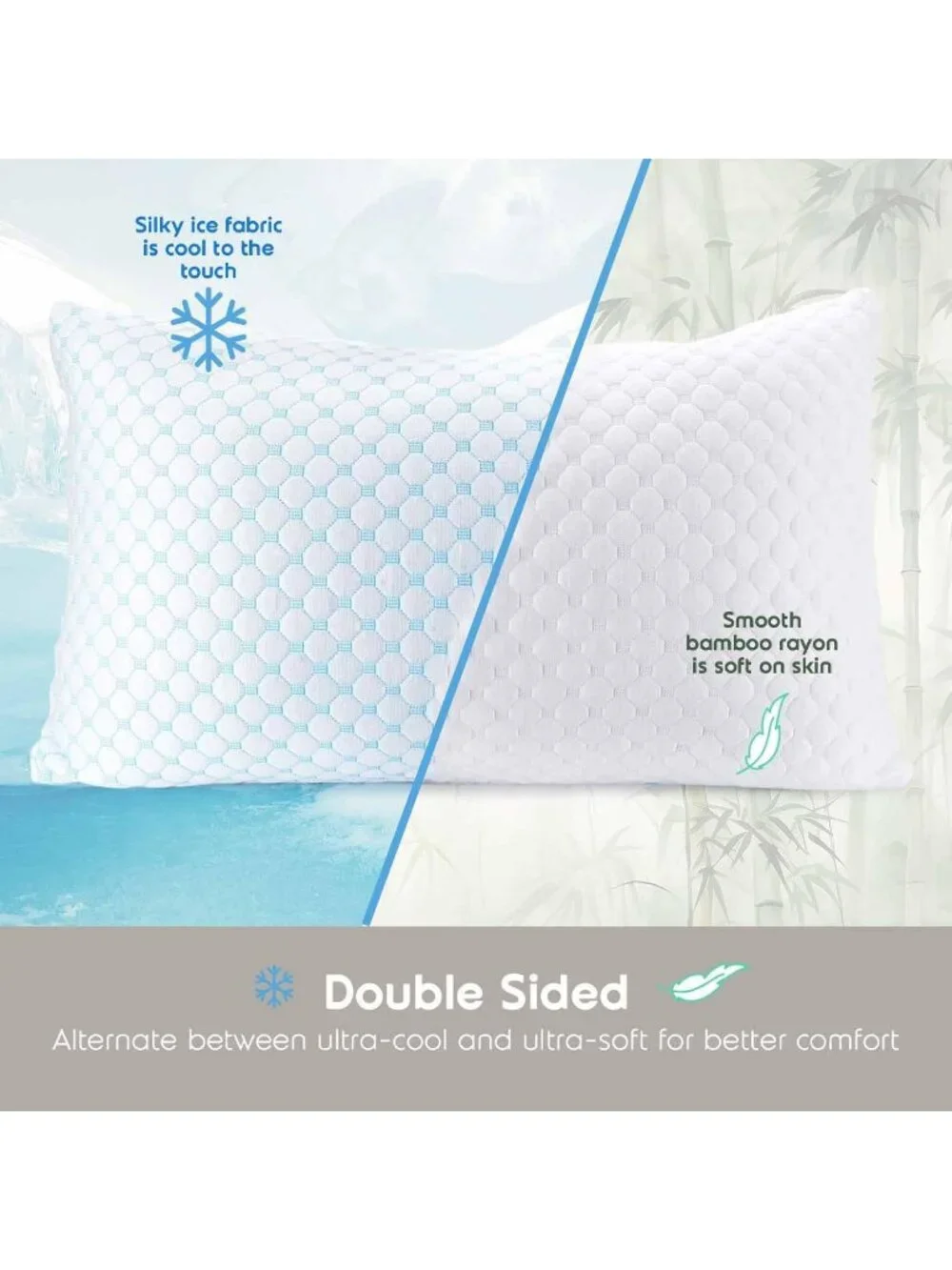 〽️Cooling Pillows for Sleeping Luxury Shredded Memory Foam Pillows Queen Set 2